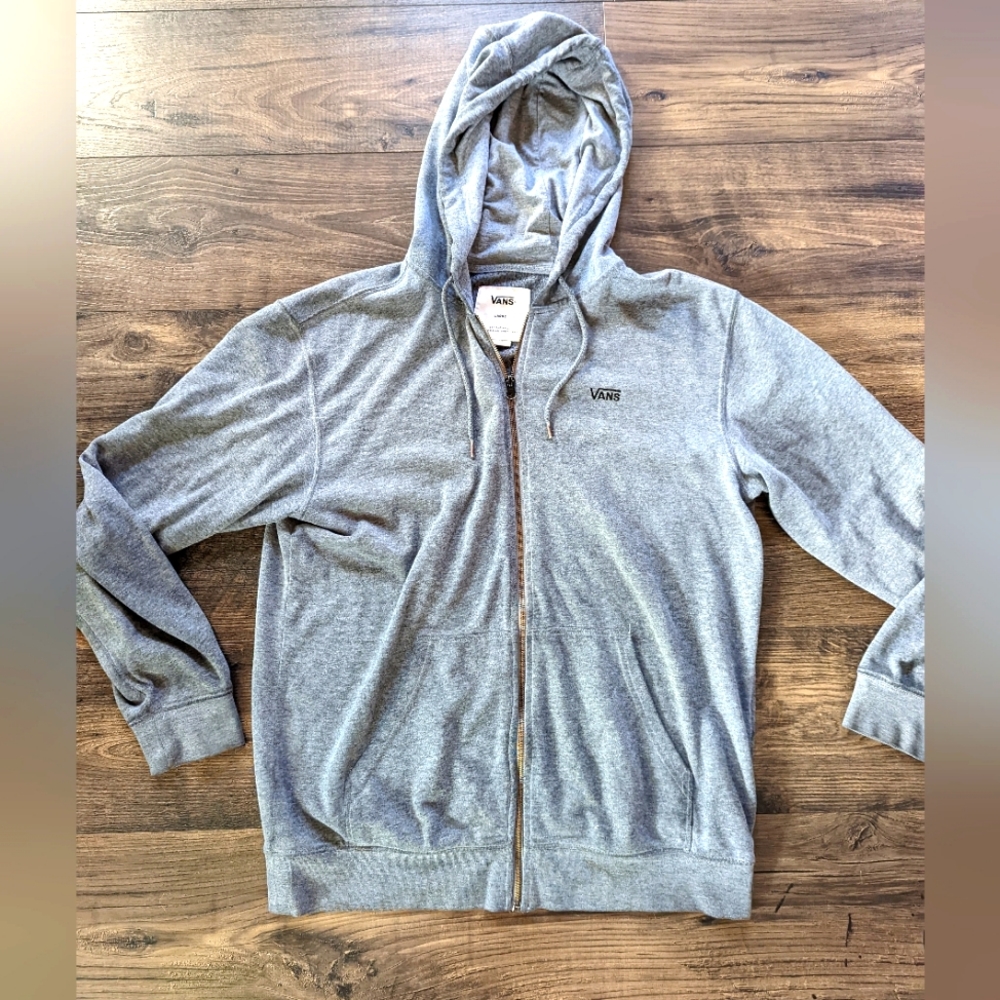 Grey Vans Sweatshirt hoodie zip up- Large